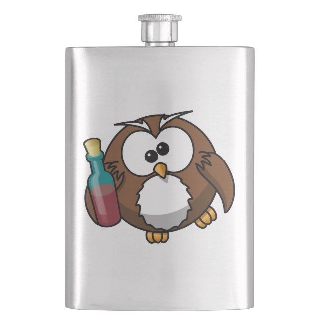 PETACA "¿DÓNDE ESTÁ EL FIESTA?" DRUNK OWL (Anverso)