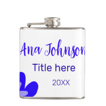 Doodle de flores azules titulo año 20XX profesión