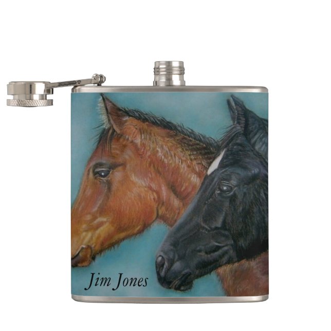 Petaca Dos caballos de bebé retrato de papa de cacahuete  (Abierto)