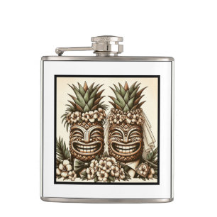 Petaca Dos novios cabeza de piña tiki gay retro boda