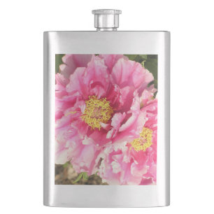 PETACA "DOS PEONÍAS ROSAS" / 8 OZ. FLASCA DE ACERO INOXID