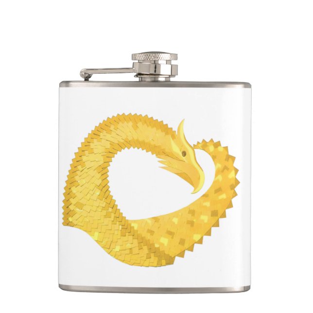 Petaca Dragón amarillo del corazón en blanco (Anverso)