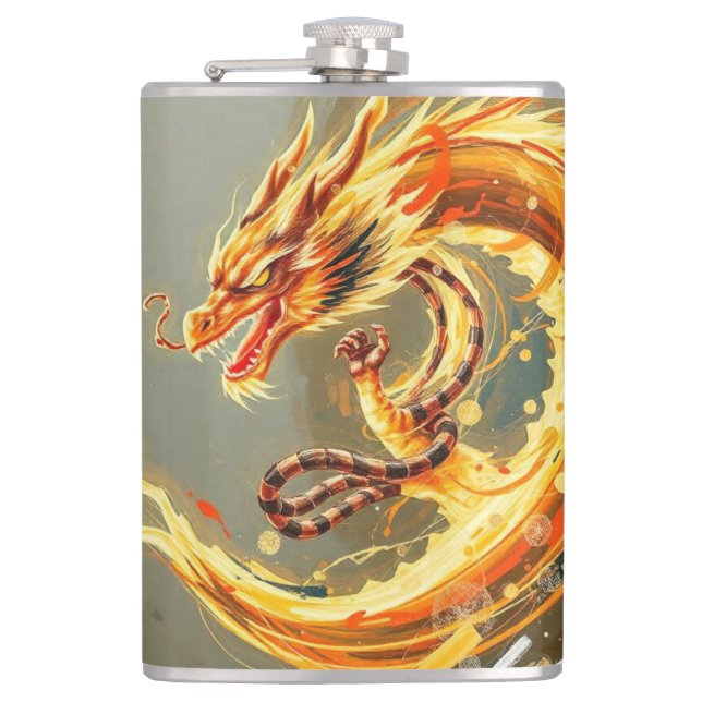 Petaca Dragón Amarillo Dorado (Anverso)