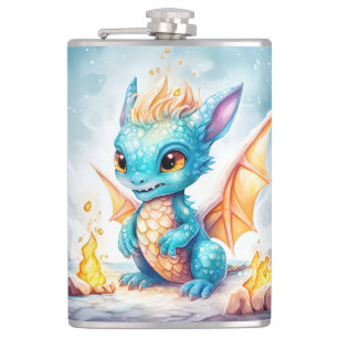Petaca Dragón azul del bebé blanco cristalizado-68799