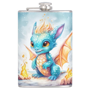 Petaca Dragón azul del bebé blanco cristalizado-68799