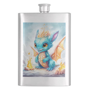 Petaca Dragón azul del bebé blanco cristalizado-68799