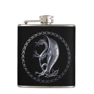 Petaca Dragón céltico de plata