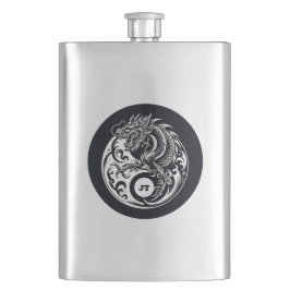 Petaca Dragón Chino en Blanco y Negro Personalizado