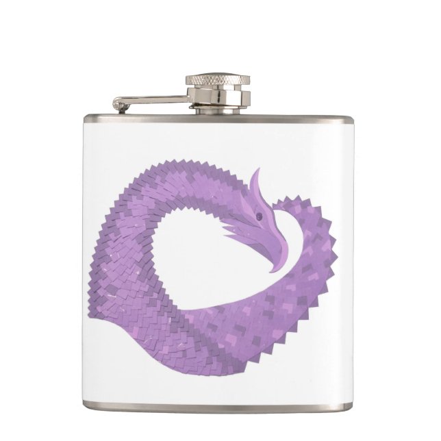 Petaca Dragón de corazón morado de lavanda en blanco (Anverso)