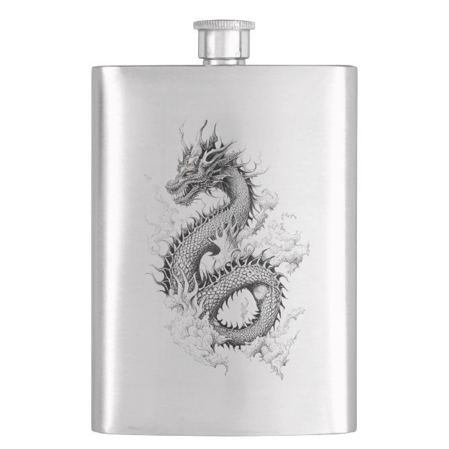 Petaca Dragon Fantasy Wild Animal Ilustracion Tattoo (Anverso)