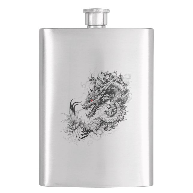 Petaca Dragon Fantasy Wild Animal Ilustracion Tattoo (Anverso)