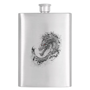 Petaca Dragon Fantasy Wild Animal Ilustracion Tattoo