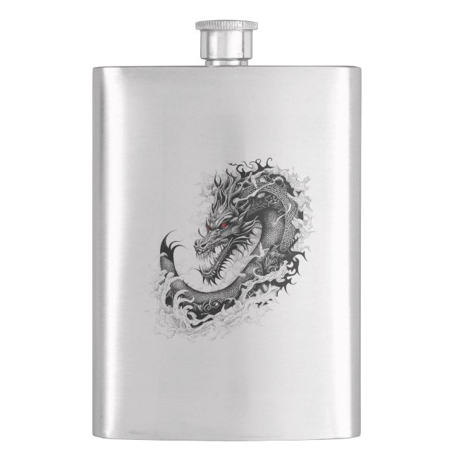 Petaca Dragon Fantasy Wild Animal Ilustracion Tattoo (Anverso)