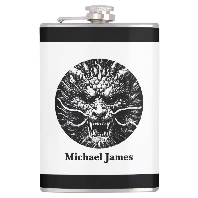 Petaca Dragón Fiero Personalizado (Anverso)