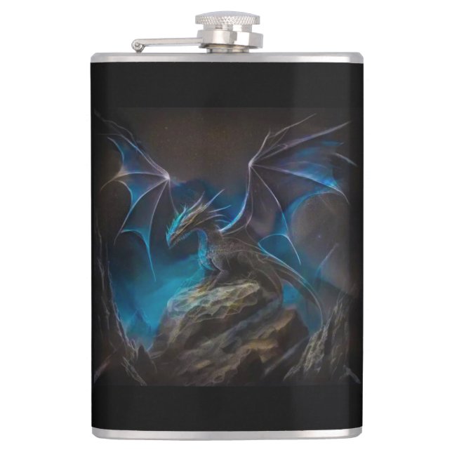 Petaca Dragón sentado en una roca (Anverso)