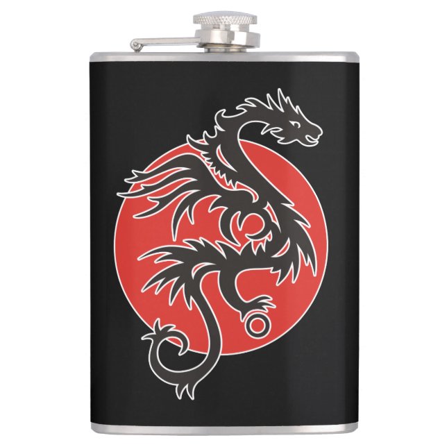 Petaca Dragón Sun - blanco rojo negro + sus ideas (Anverso)