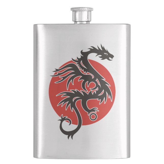 Petaca Dragon Sun - blanco rojo negro + tus ideas (Anverso)