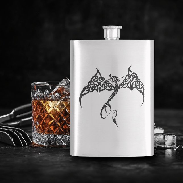 Petaca Dragón Tribal Celta Entrelazado Negro Blanco Fanta (Subido por el creador)