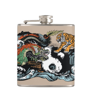 Petaca Dragón verde versus tigre