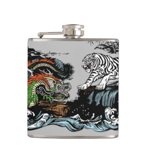 Petaca Dragón verde versus tigre blanco