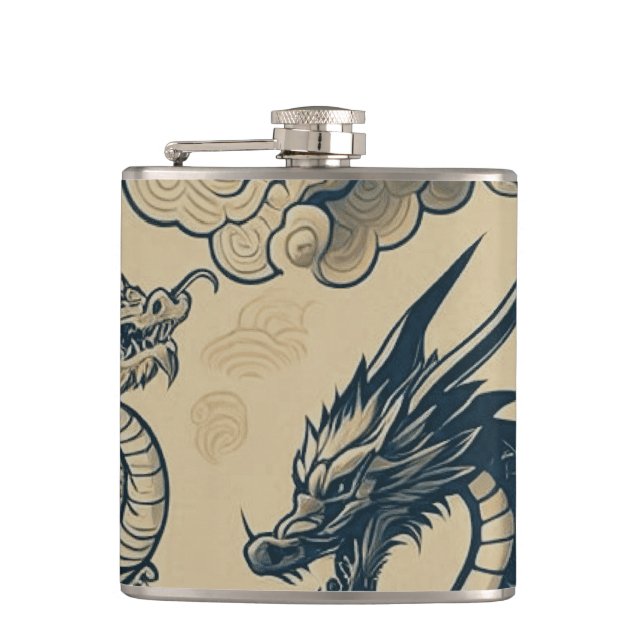 Petaca Dragones anticuados de fantasía (Anverso)