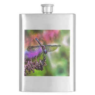 Petaca Dragonfly en pintura realista verde y azul