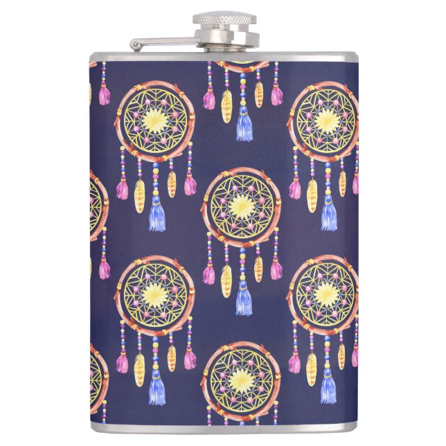 Petaca Dreamcatchers Fethers Watercolor Seamless Textura (Anverso)