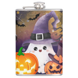 Petaca Dulce Fantasma de Halloween con Sombrero de Bruja 