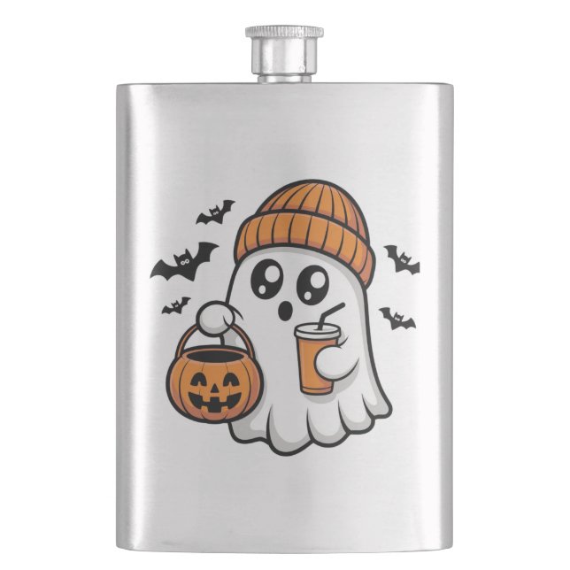 Petaca Dulce Fantasma de Halloween Gorro Naranja Espíritu (Anverso)