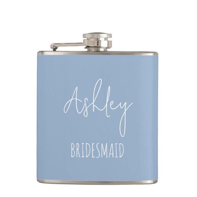 Petaca Dusty Blue Bridal Party personalizado - Mujeres re (Anverso)