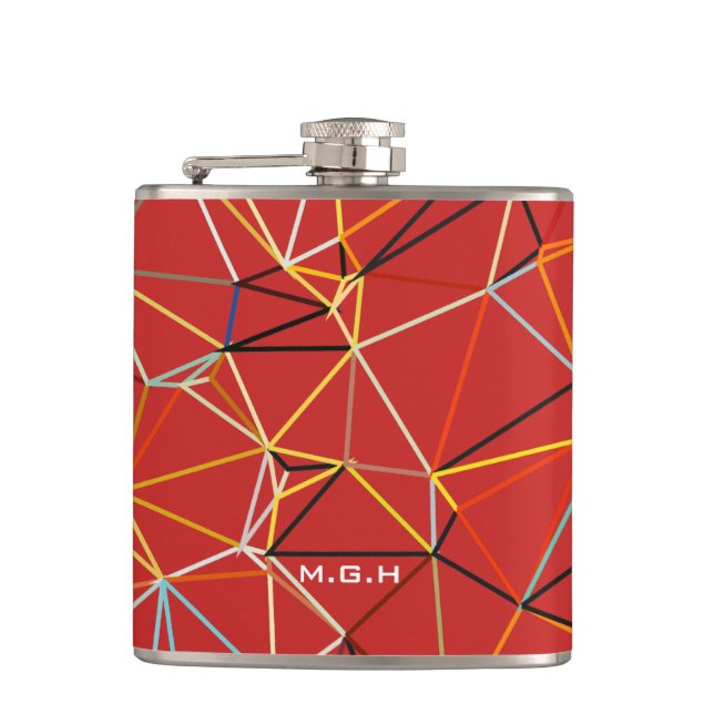 Petaca Dynamic Red Abstract Geometric Monogram (Anverso)