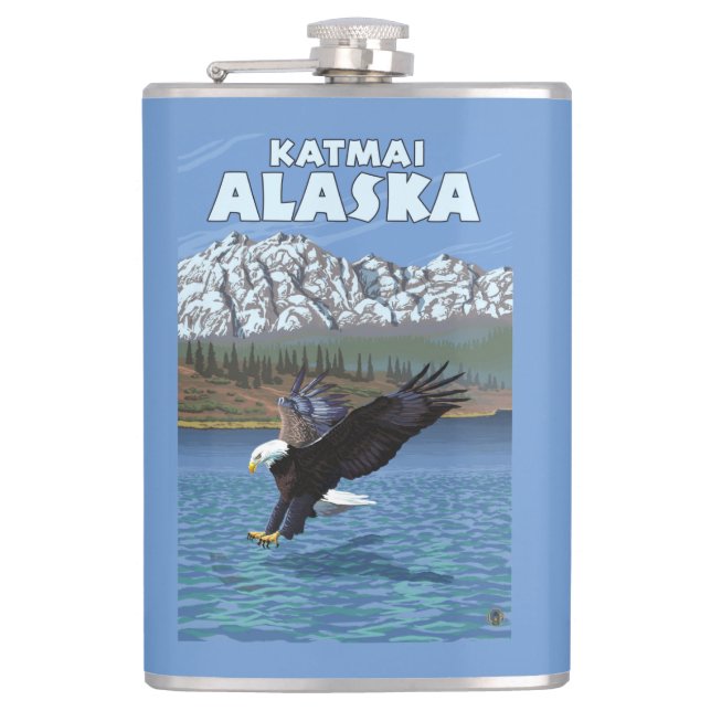 Petaca Eagle calvo que se zambulle - Katmai, Alaska (Anverso)