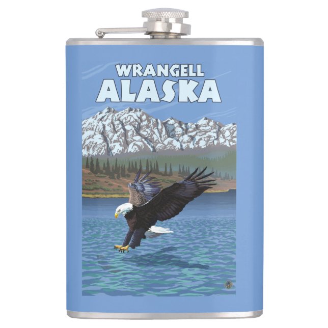 Petaca Eagle calvo que se zambulle - Wrangell, Alaska (Anverso)