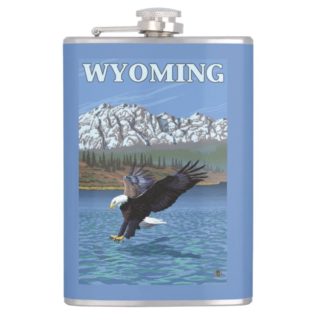 Petaca Eagle calvo que se zambulle - Wyoming (Anverso)