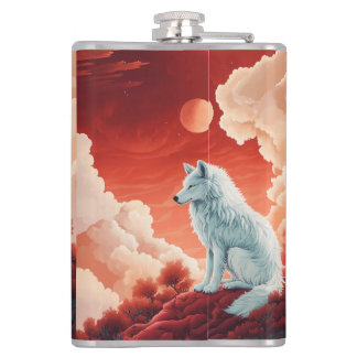 Petaca Edelstahl-Flachmann mit mystischem Wolf Flachmann