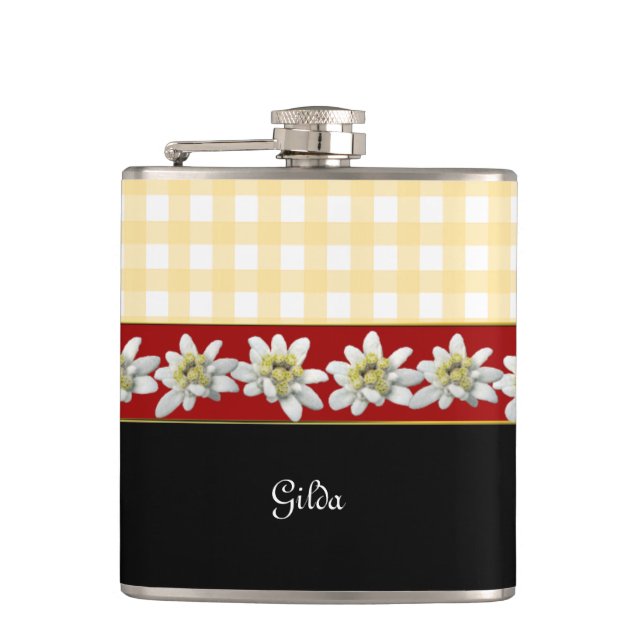 Petaca Edelweiss Flores Personalizado Flask (Anverso)