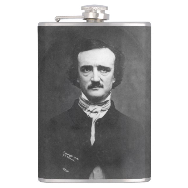Petaca Edgar Allen Poe con cita (Anverso)
