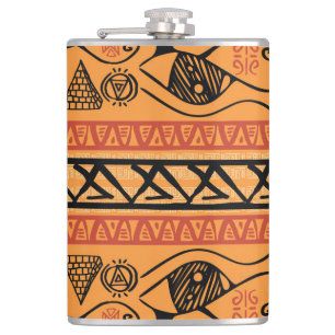 Petaca Egipcio De Rayas, Tribal Motif Vintage.