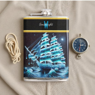 Petaca El barco pirata brillaba por la noche