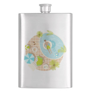 Petaca El chico de la piscina en vacaciones de playa de v