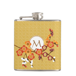 Petaca El ciruelo japonés florece rojo anaranjado del oro