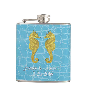 Petaca El cocodrilo azul de los Seahorses del oro