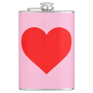 Petaca El corazón rojo golpea al pastel rosado