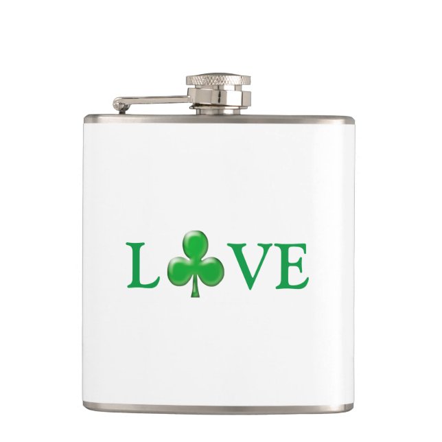 Petaca El Día de San Patricio Ama el Ladrón Blanco Verde (Anverso)