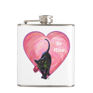 Petaca El día de San Valentín de gato negro