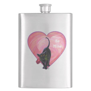 Petaca El día de San Valentín de gato negro