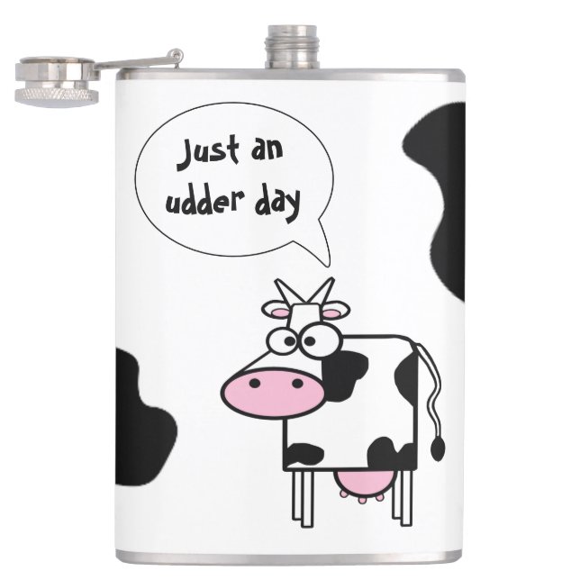 Petaca El divertido día de la vaca de la Personalizado (Abierto)