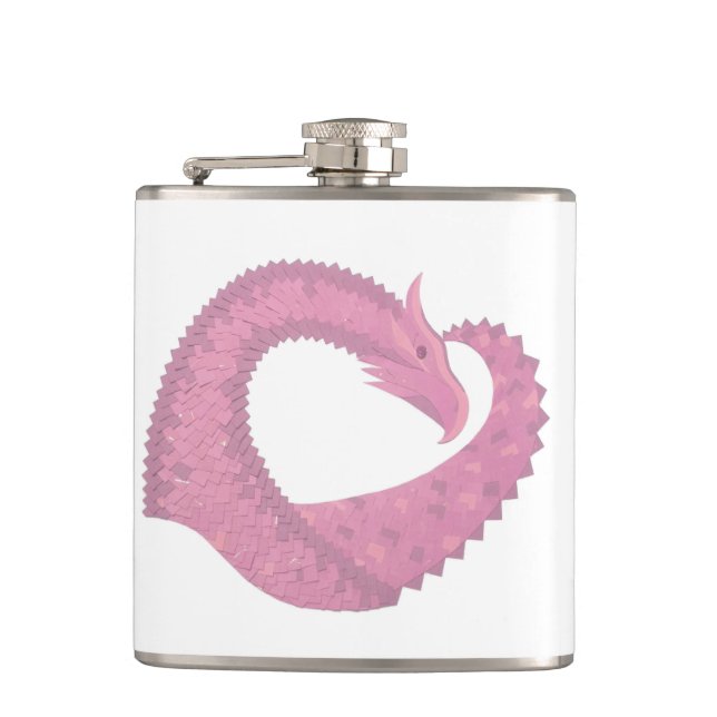 Petaca El dragón del corazón rosado en blanco (Anverso)