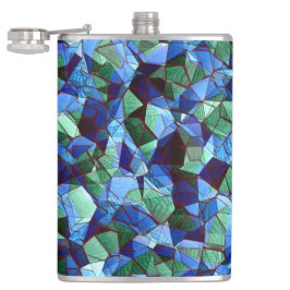 Petaca El encanto de los mosaicos irregulares verdes y az