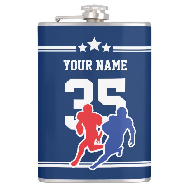 Petaca El equipo de fútbol adaptable azul y blanco (Anverso)